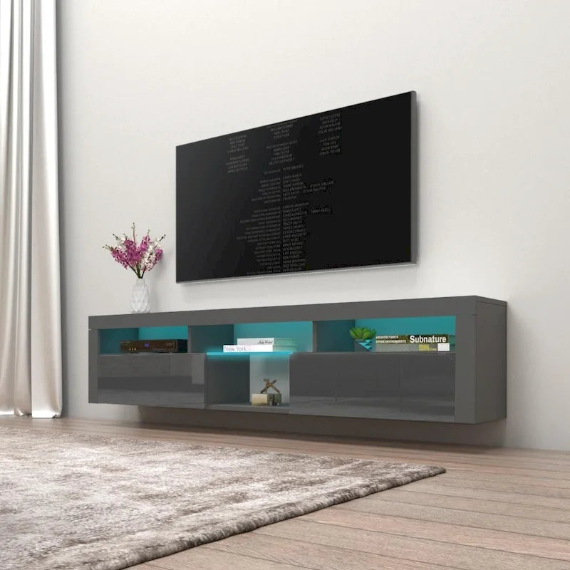 Meuble TV Mural Flottant Bari 200 avec LED 16 Couleurs