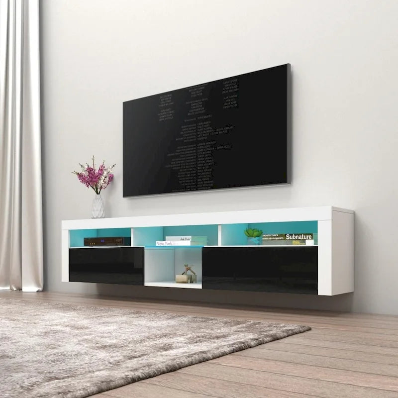 Meuble TV Mural Flottant Bari 200 avec LED 16 Couleurs
