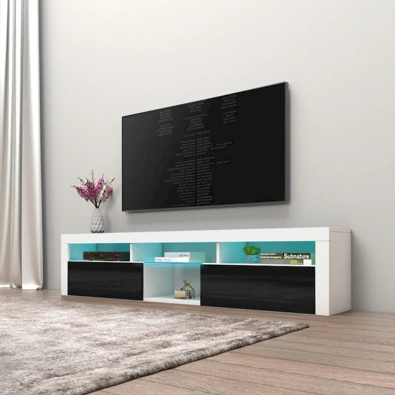 Meuble TV Mural Flottant Bari 200 avec LED 16 Couleurs
