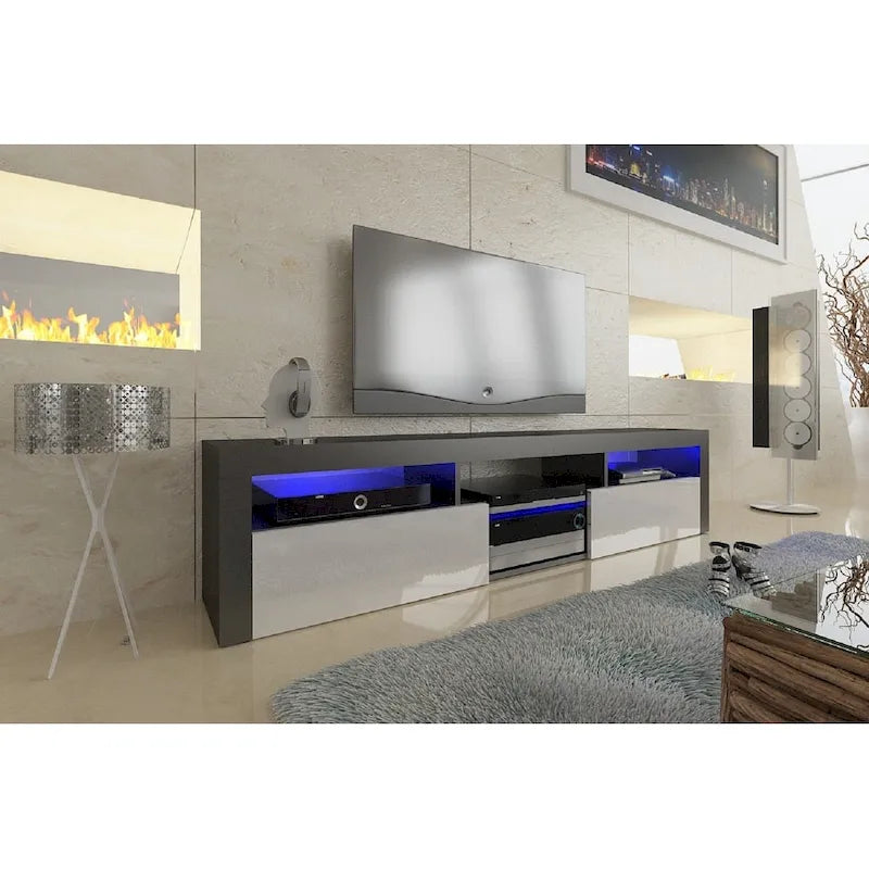 Meuble TV Mural Flottant Bari 200 avec LED 16 Couleurs
