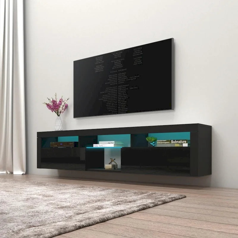 Meuble TV Mural Flottant Bari 200 avec LED 16 Couleurs