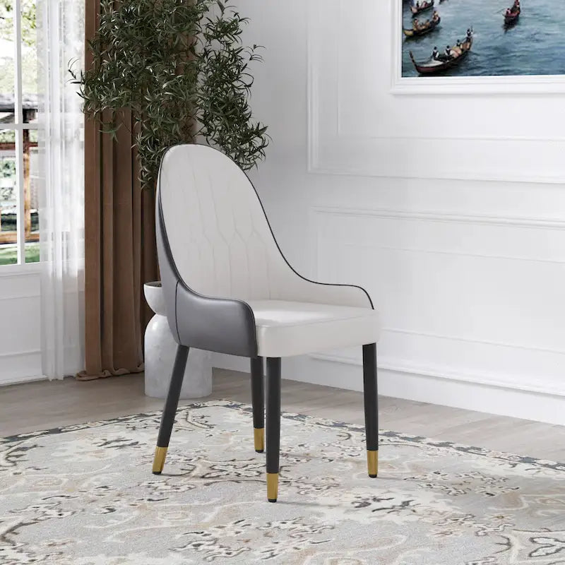Lot de 2 chaises de salle à manger modernes rembourrées en cuir PU