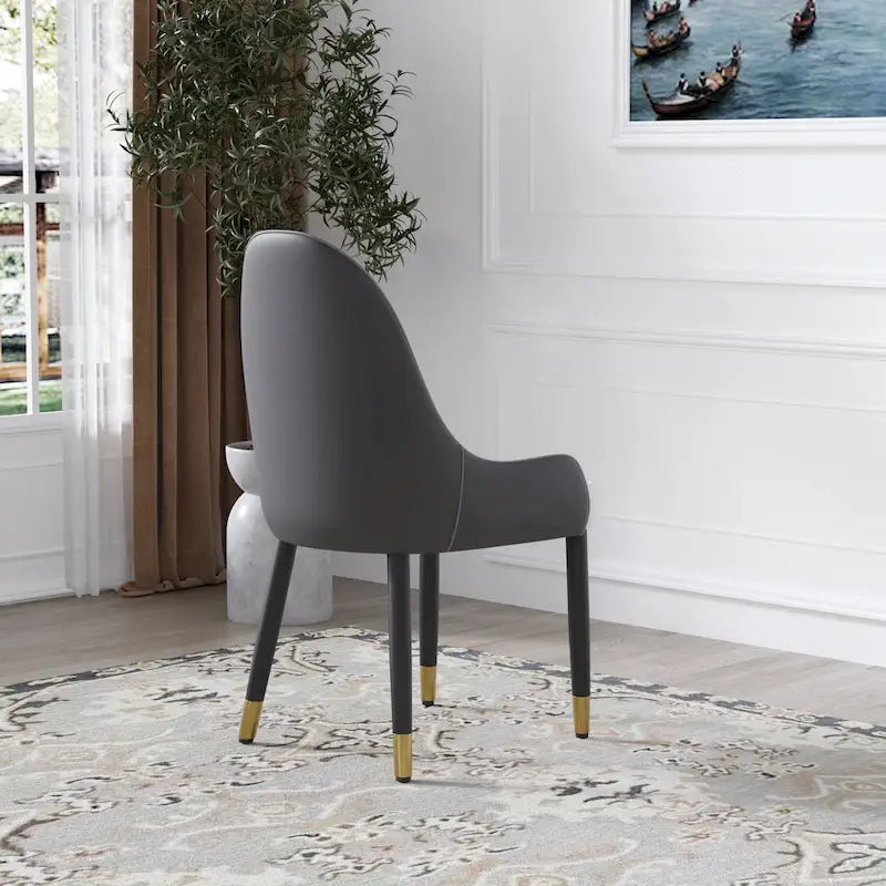 Lot de 2 chaises de salle à manger modernes rembourrées en cuir PU