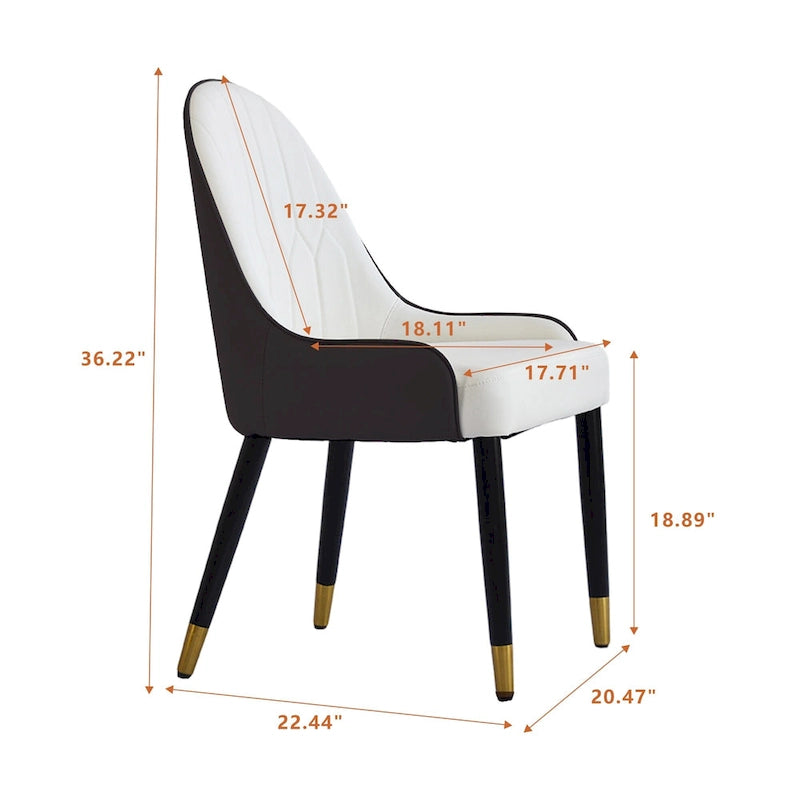 Lot de 2 chaises de salle à manger modernes rembourrées en cuir PU