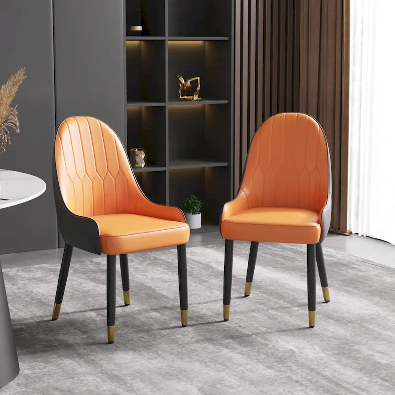 Lot de 2 chaises de salle à manger modernes rembourrées en cuir PU