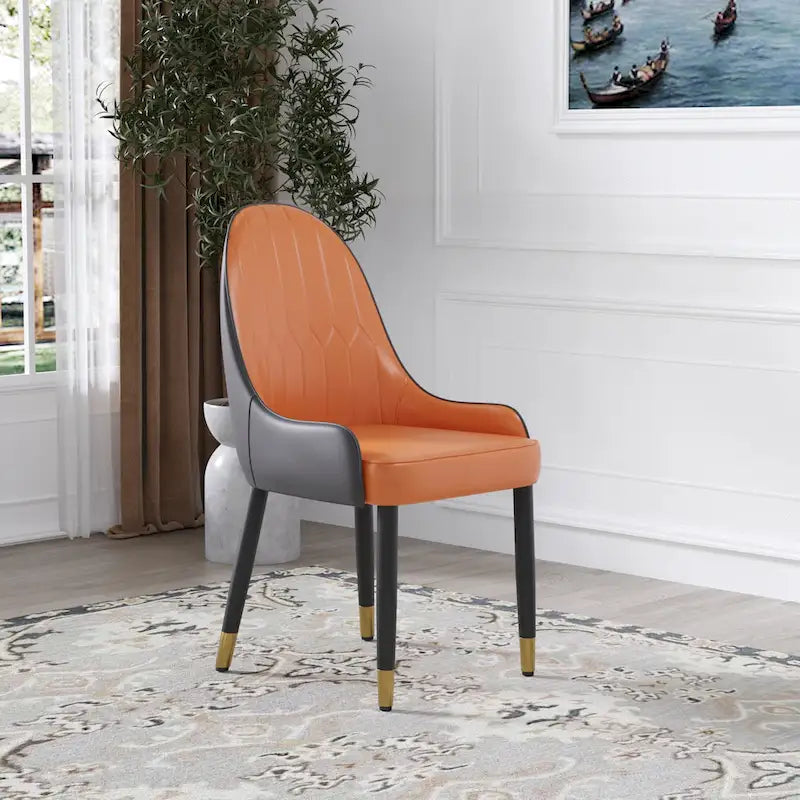 Lot de 2 chaises de salle à manger modernes rembourrées en cuir PU