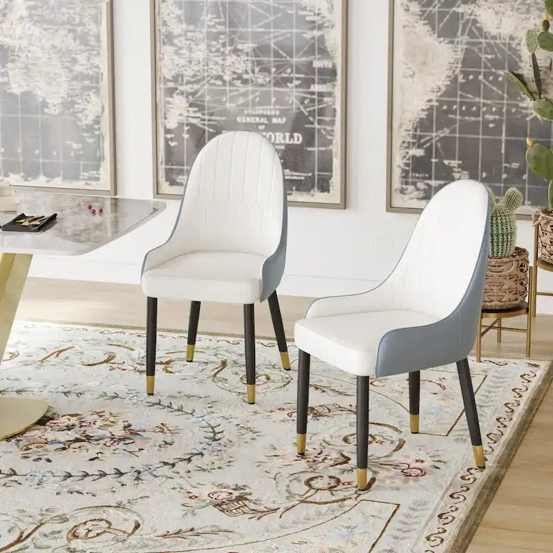 Lot de 2 chaises de salle à manger modernes rembourrées en cuir PU