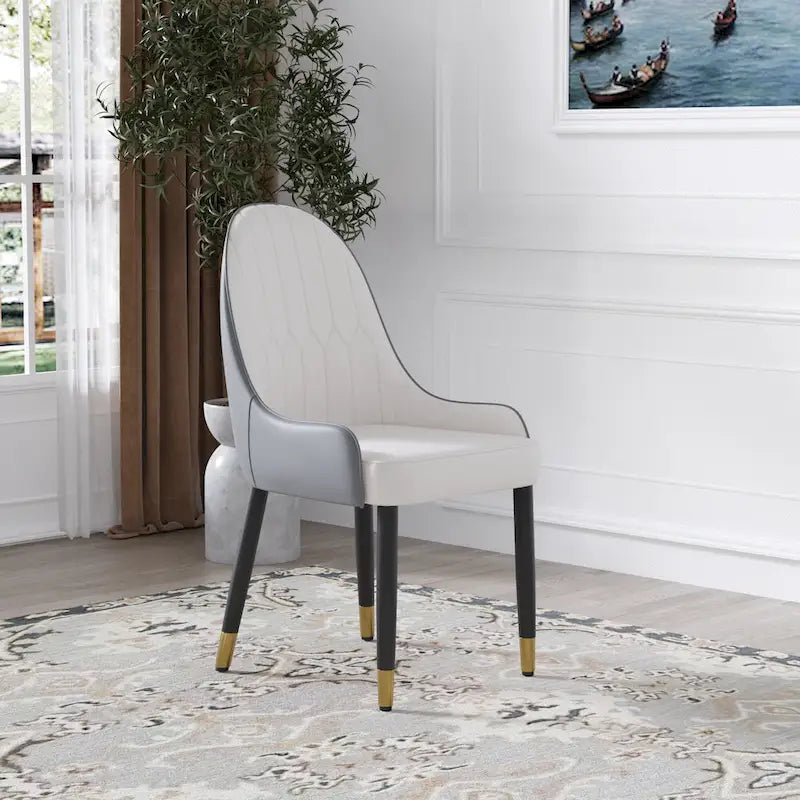 Lot de 2 chaises de salle à manger modernes rembourrées en cuir PU