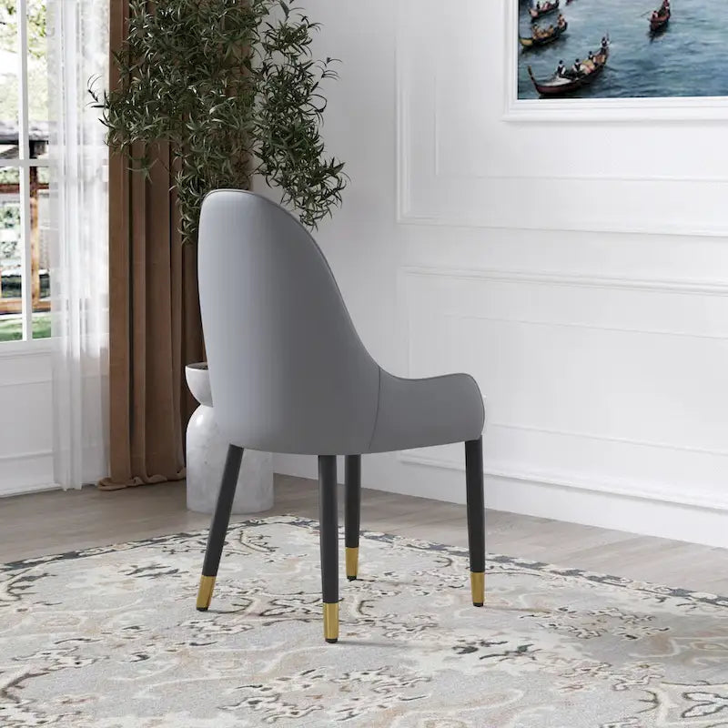 Lot de 2 chaises de salle à manger modernes rembourrées en cuir PU