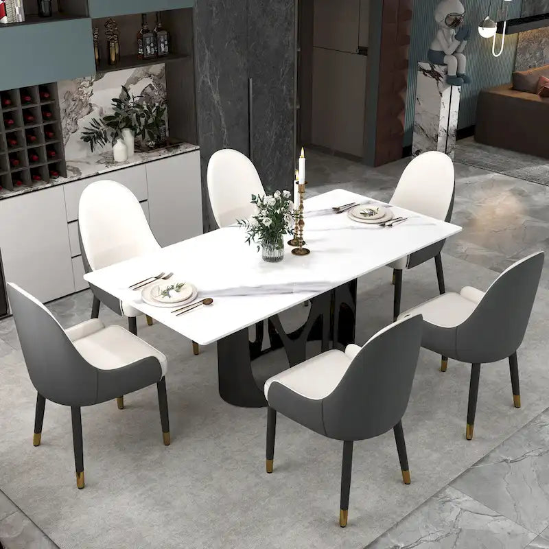 Lot de 2 chaises de salle à manger modernes rembourrées en cuir PU