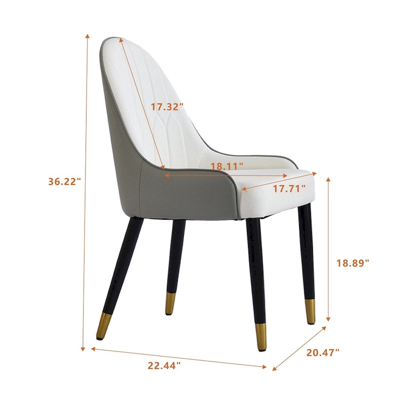 Lot de 2 chaises de salle à manger modernes rembourrées en cuir PU