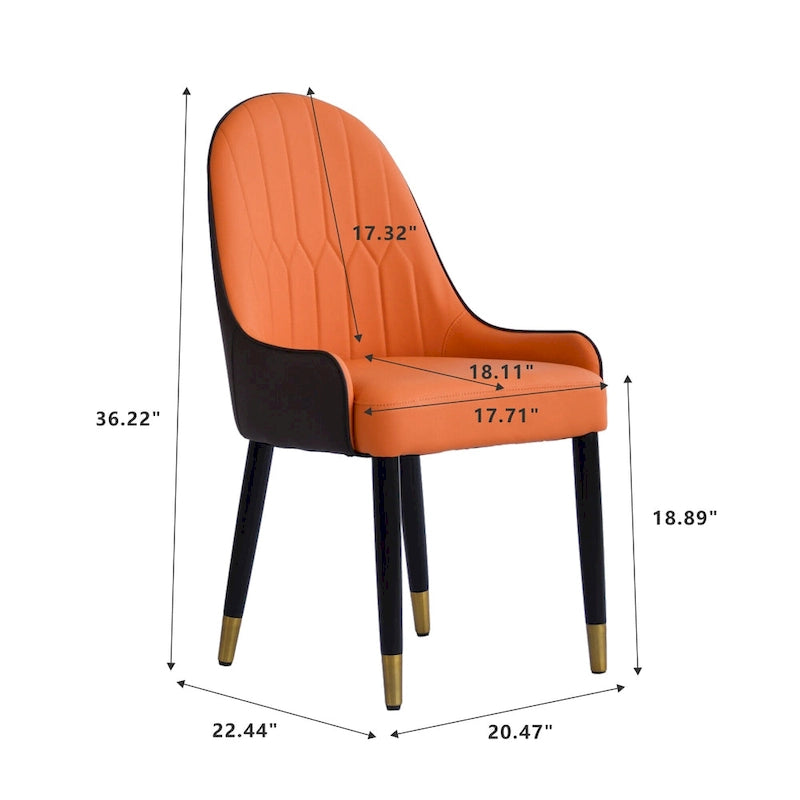 Lot de 2 chaises de salle à manger modernes rembourrées en cuir PU