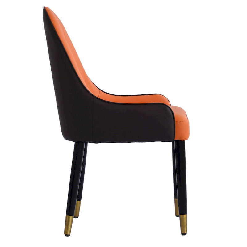 Lot de 2 chaises de salle à manger modernes rembourrées en cuir PU