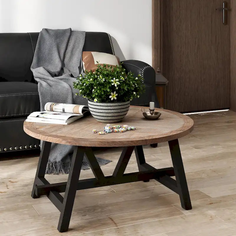 COZAYH Table d'appoint rustique de ferme, table basse d'appoint de style champêtre français pour la famille, petits espaces