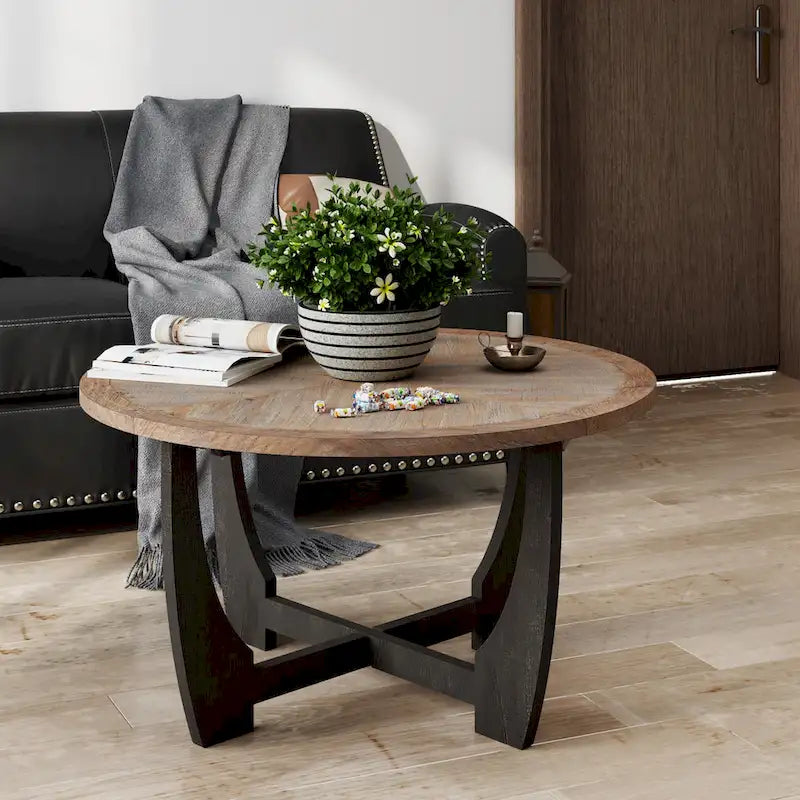 COZAYH Table d'appoint rustique de ferme, table basse d'appoint de style champêtre français pour la famille, petits espaces