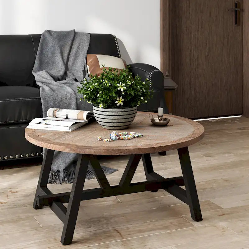 COZAYH Table d'appoint rustique de ferme, table basse d'appoint de style champêtre français pour la famille, petits espaces