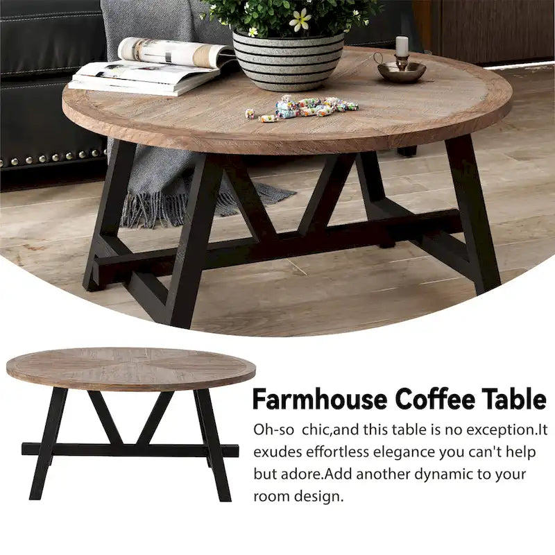 COZAYH Table d'appoint rustique de ferme, table basse d'appoint de style champêtre français pour la famille, petits espaces