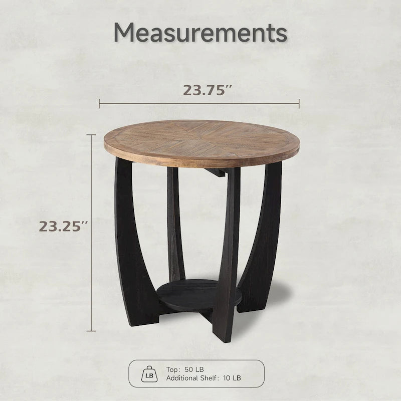 COZAYH Table d'appoint rustique de ferme, table basse d'appoint de style champêtre français pour la famille, petits espaces
