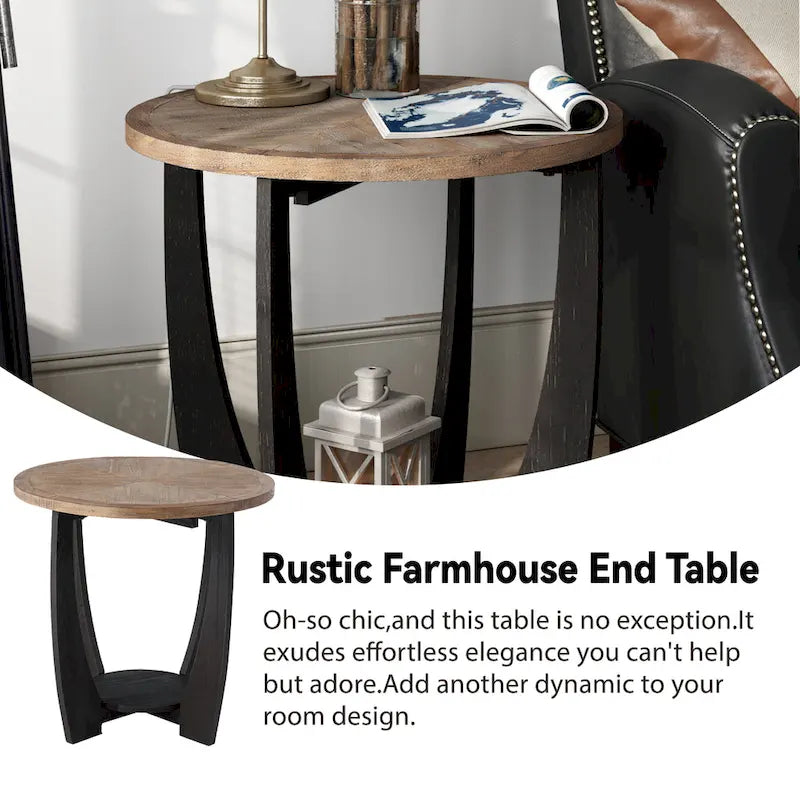 COZAYH Table d'appoint rustique de ferme, table basse d'appoint de style champêtre français pour la famille, petits espaces