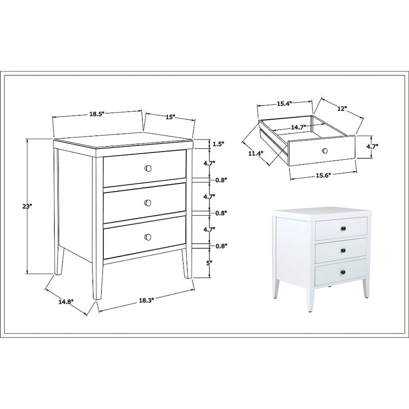 Table de chevet de rangement en bois peint avec tiroirs de East at Main