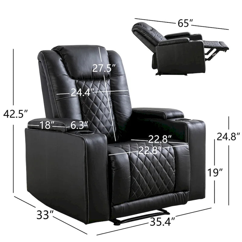 Fauteuil inclinable de cinéma électrique avec ports USB et porte-gobelets