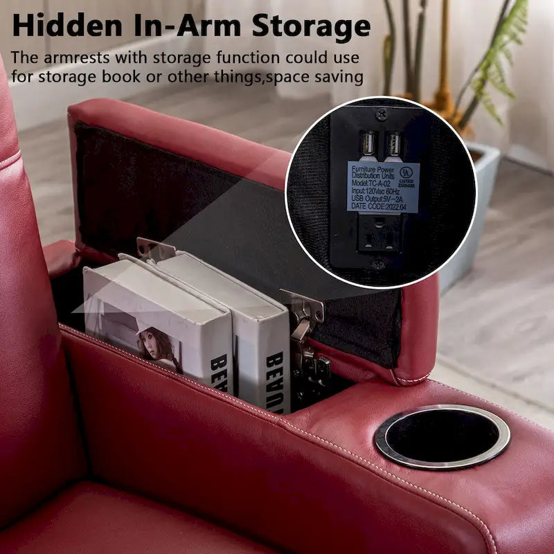 Fauteuil inclinable de cinéma électrique avec ports USB et porte-gobelets
