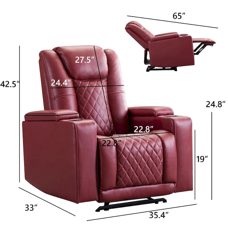 Fauteuil inclinable de cinéma électrique avec ports USB et porte-gobelets