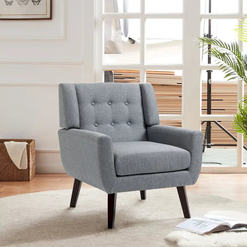 Ensemble de fauteuil et causeuse en lin capitonnés 3 pièces