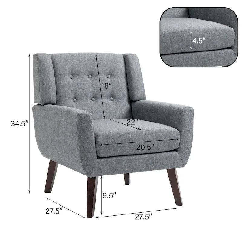 Ensemble de fauteuil et causeuse en lin capitonnés 3 pièces