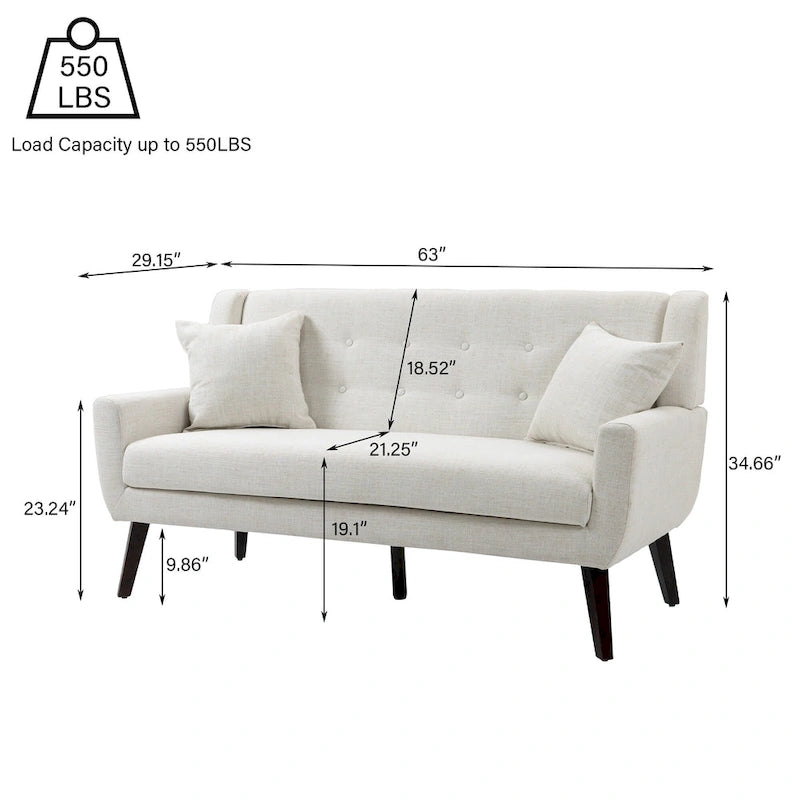 Ensemble de fauteuil et causeuse en lin capitonnés 3 pièces