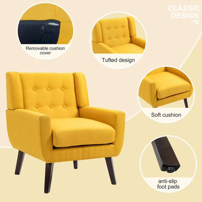 Ensemble de fauteuil et causeuse en lin capitonnés 3 pièces