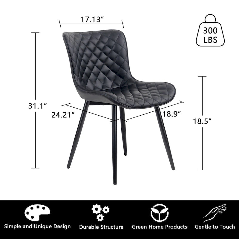 Lot de 2 chaises de salle à manger modernes en cuir