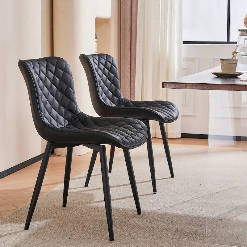 Lot de 2 chaises de salle à manger modernes en cuir