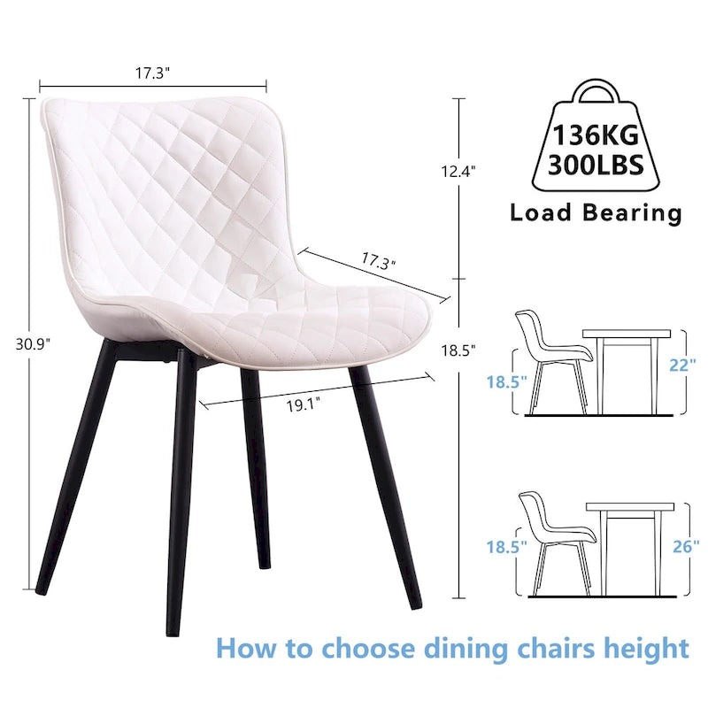 Lot de 2 chaises de salle à manger modernes en cuir