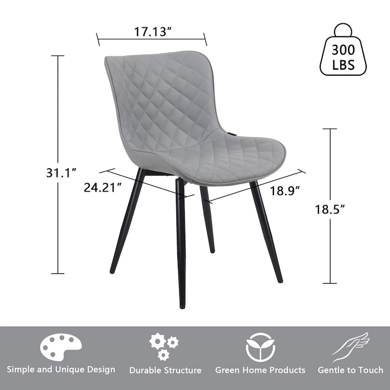 Lot de 2 chaises de salle à manger modernes en cuir