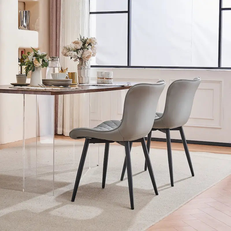 Lot de 2 chaises de salle à manger modernes en cuir