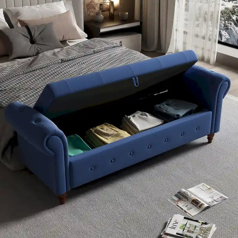 Banc de lit en tissu avec rangement - 63 po