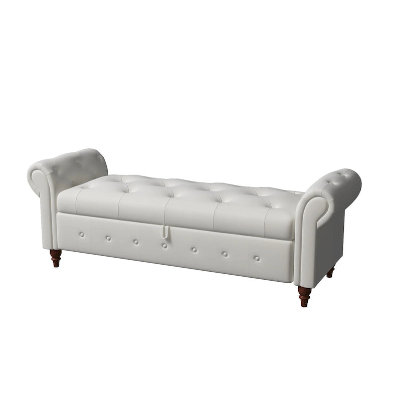 Banc de lit en tissu avec rangement - 63 po