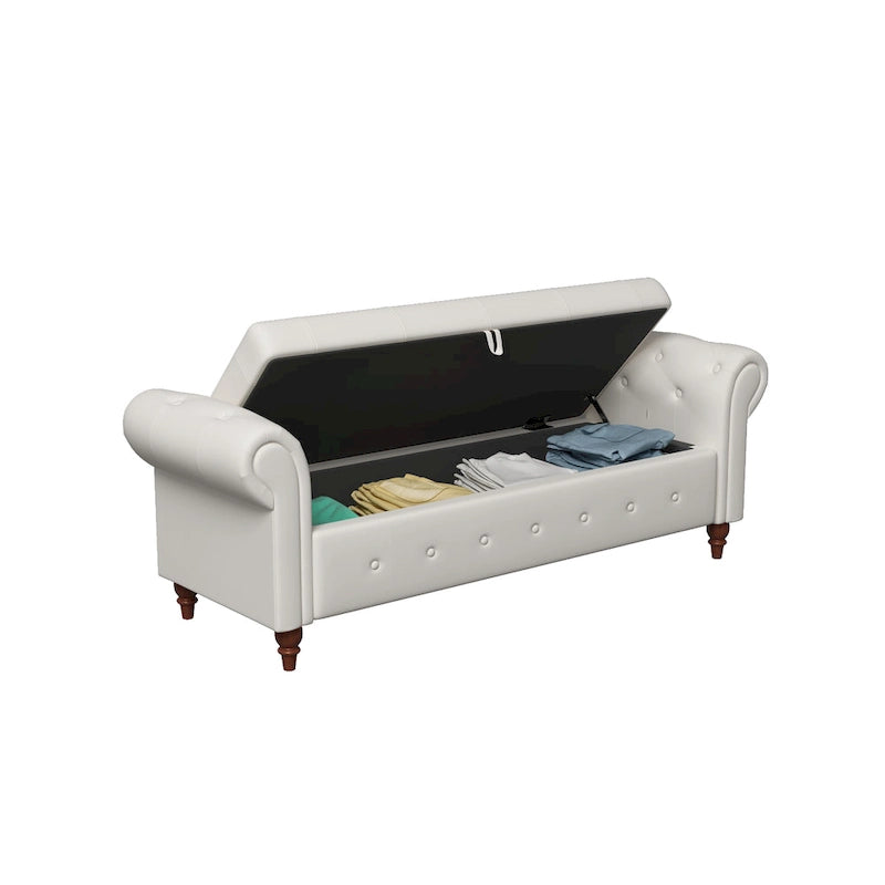 Banc de lit en tissu avec rangement - 63 po