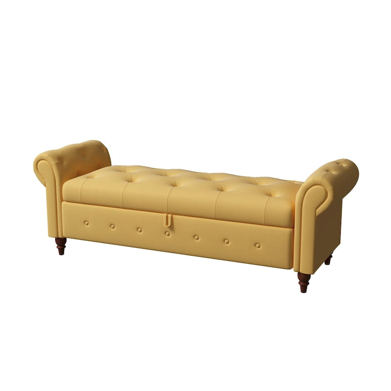 Banc de lit en tissu avec rangement - 63 po