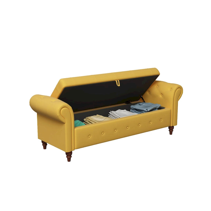 Banc de lit en tissu avec rangement - 63 po
