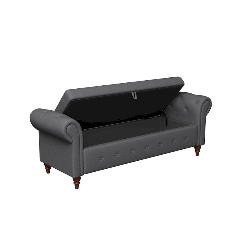 Banc de lit en tissu avec rangement - 63 po