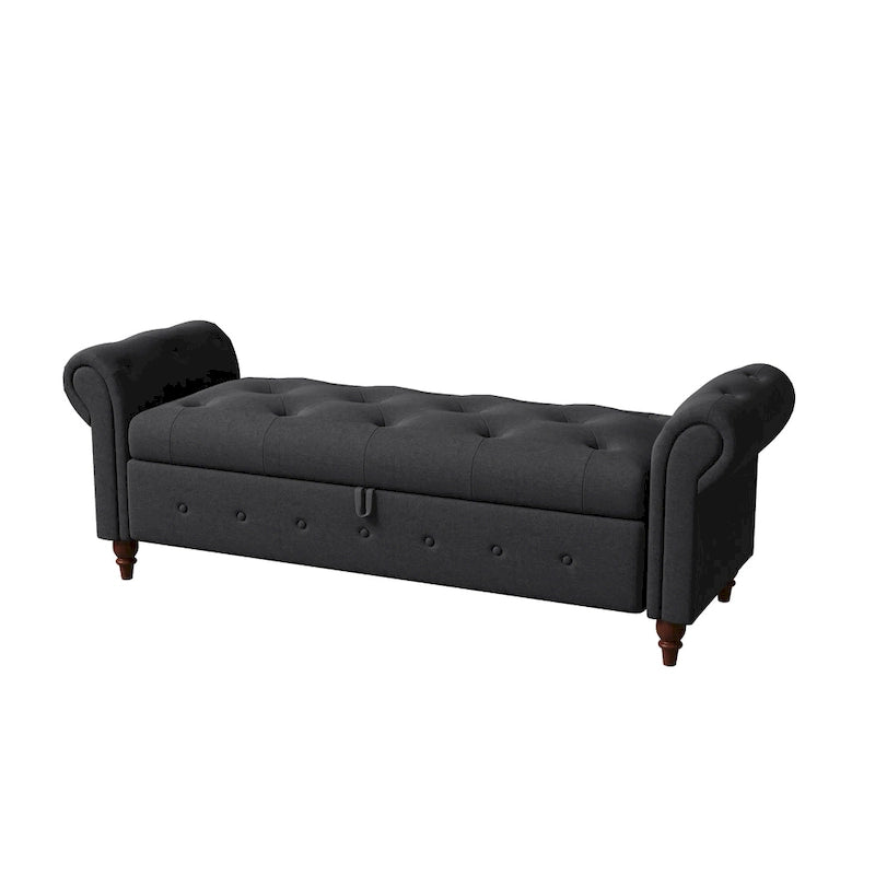 Banc de lit en tissu avec rangement - 63 po