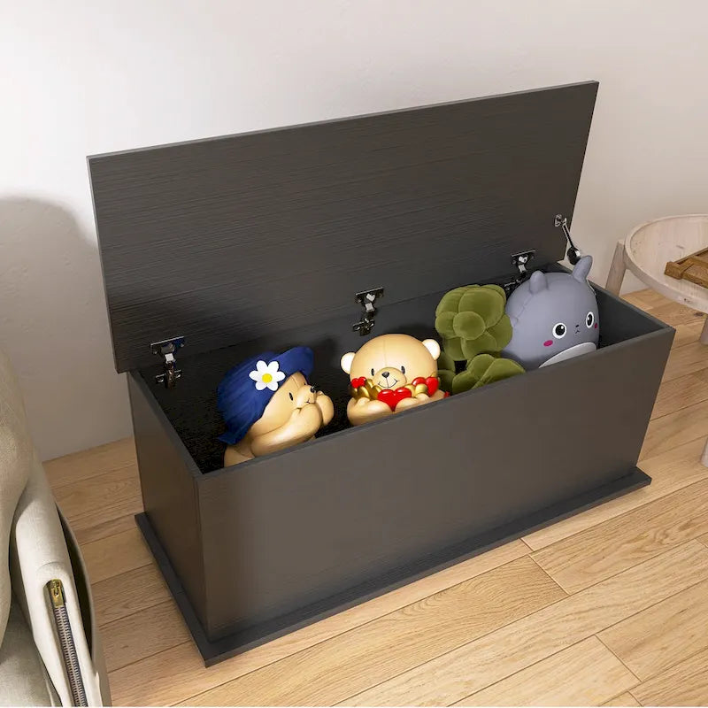 Coffre de rangement en bois blanc avec plateau relevable