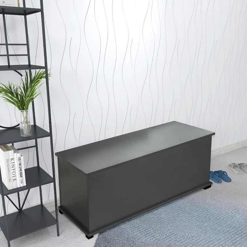 Coffre de rangement en bois blanc avec plateau relevable