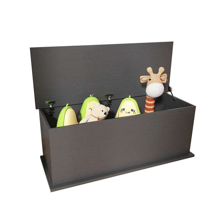 Coffre de rangement en bois blanc avec plateau relevable