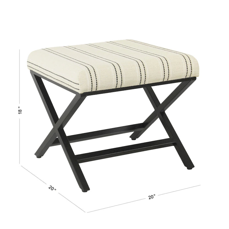 Repose-pieds carré Boucher moderne en métal à base en X Porch & Den