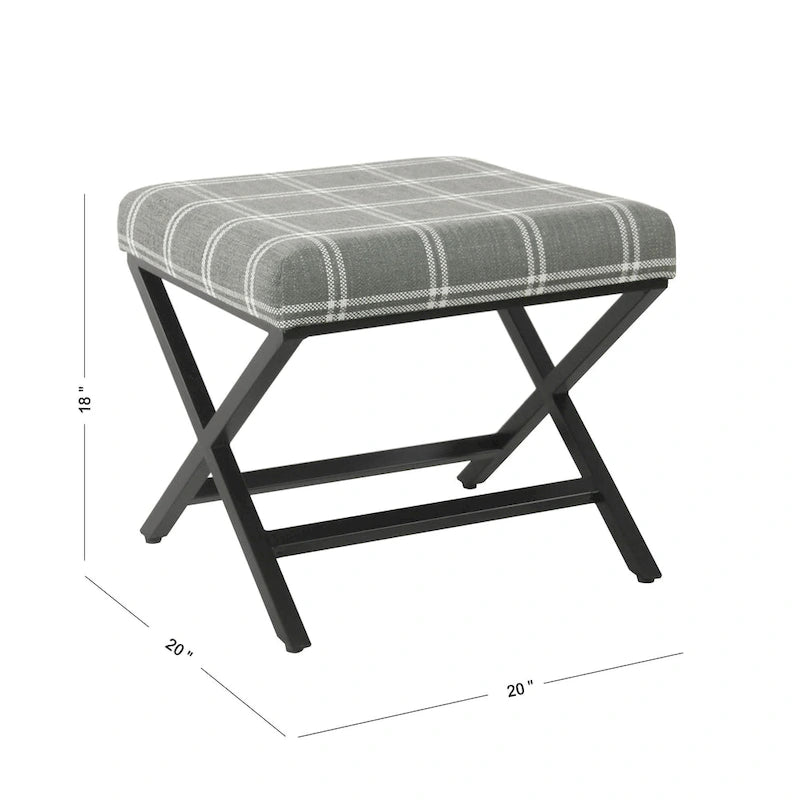 Repose-pieds carré Boucher moderne en métal à base en X Porch & Den