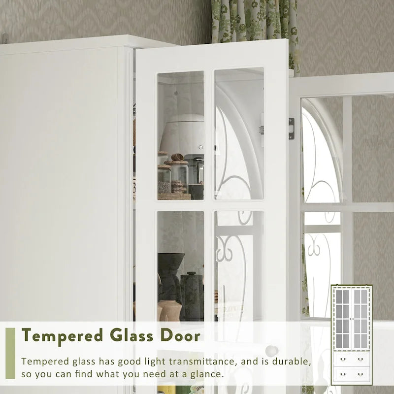 78,7 Meuble de rangement Combo Buffet Bibliothèque Vitrine en verre