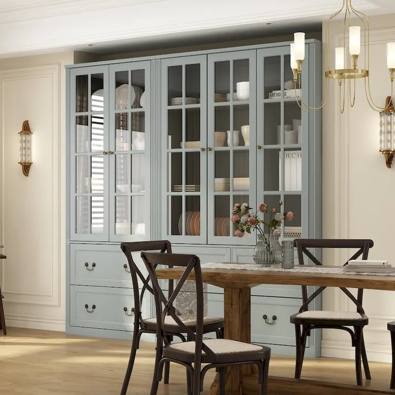 78,7 Meuble de rangement Combo Buffet Bibliothèque Vitrine en verre
